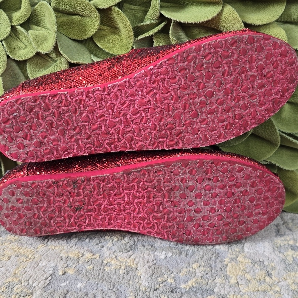 TOMS Red Glitter Slip-On Shoes 3.5Y - Picture 11 of 13